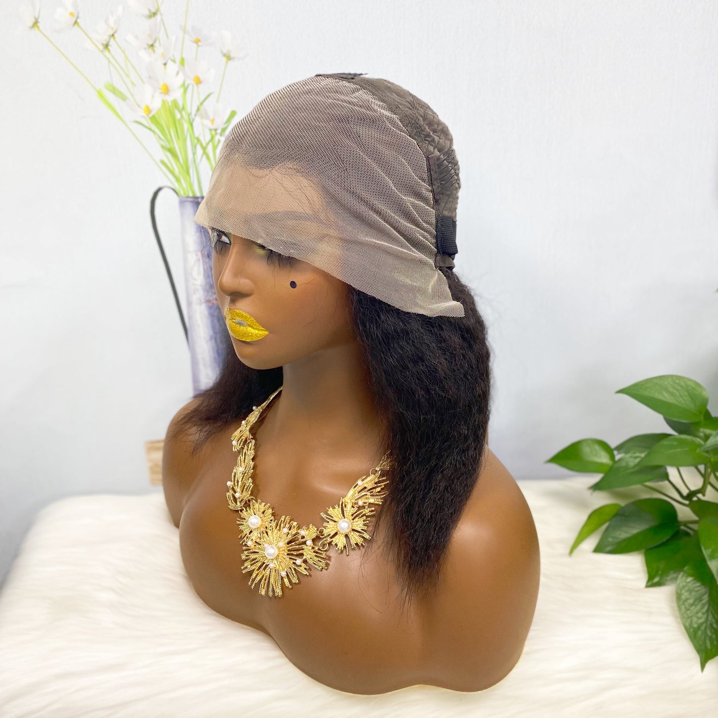 13*4 BoB Wig Kinky Straight Wigs Color NC 250% Density