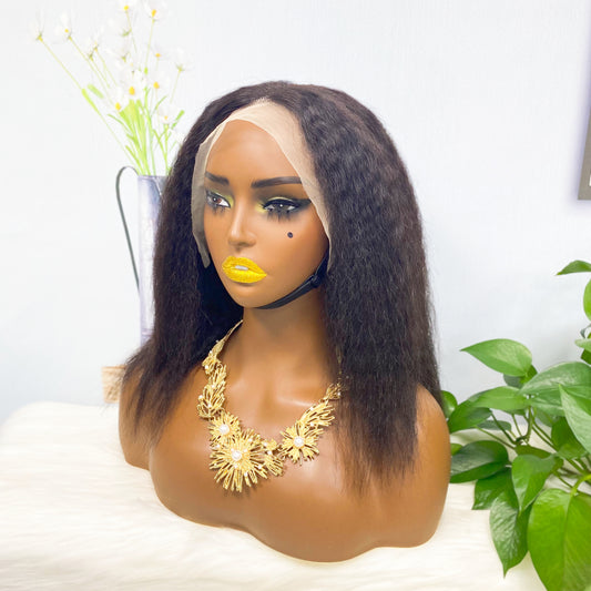 13*4 BoB Wig Kinky Straight Wigs Color NC 250% Density