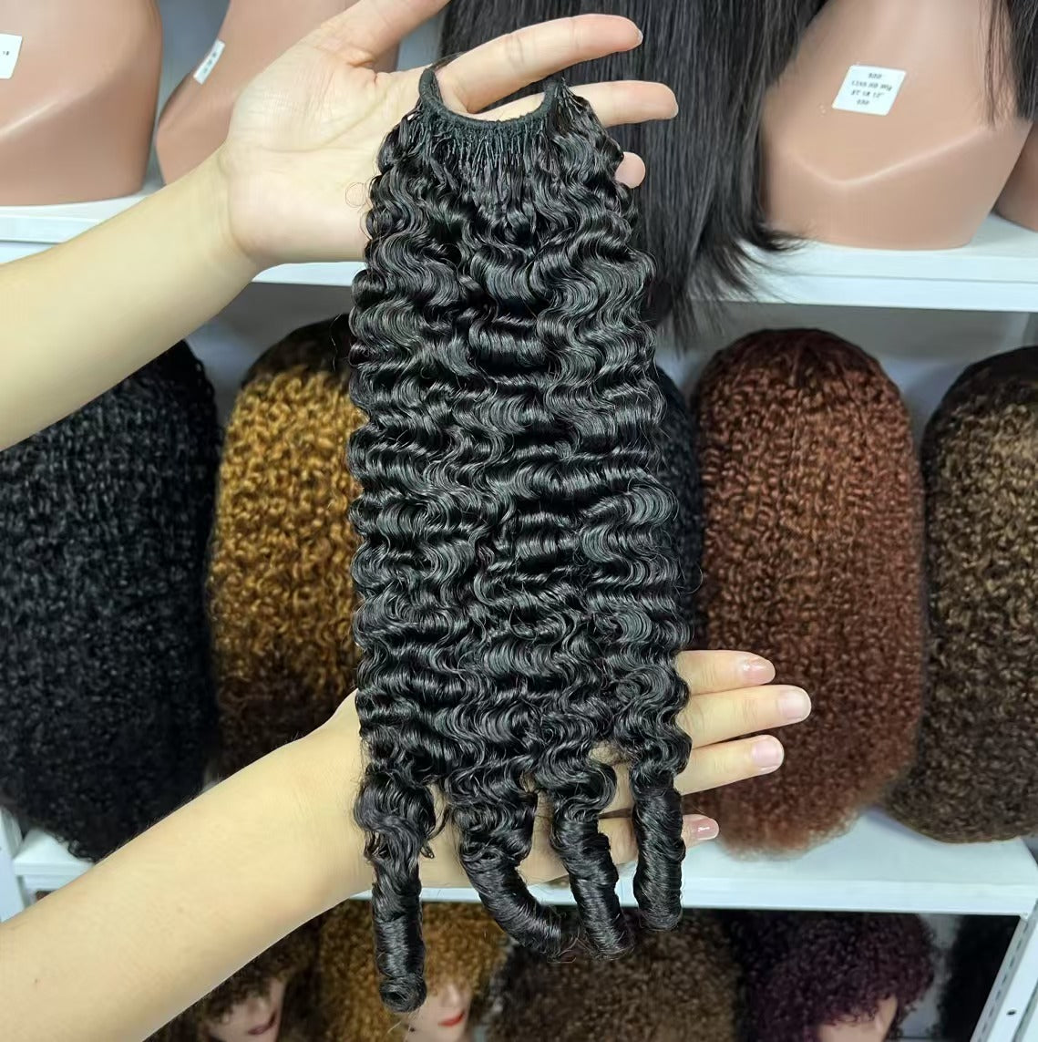 Pre Looped Feather Crochet Natural Human Hair Bulk Kinky Straight Human Hair 100grams and 80pcs for 1 Bundle