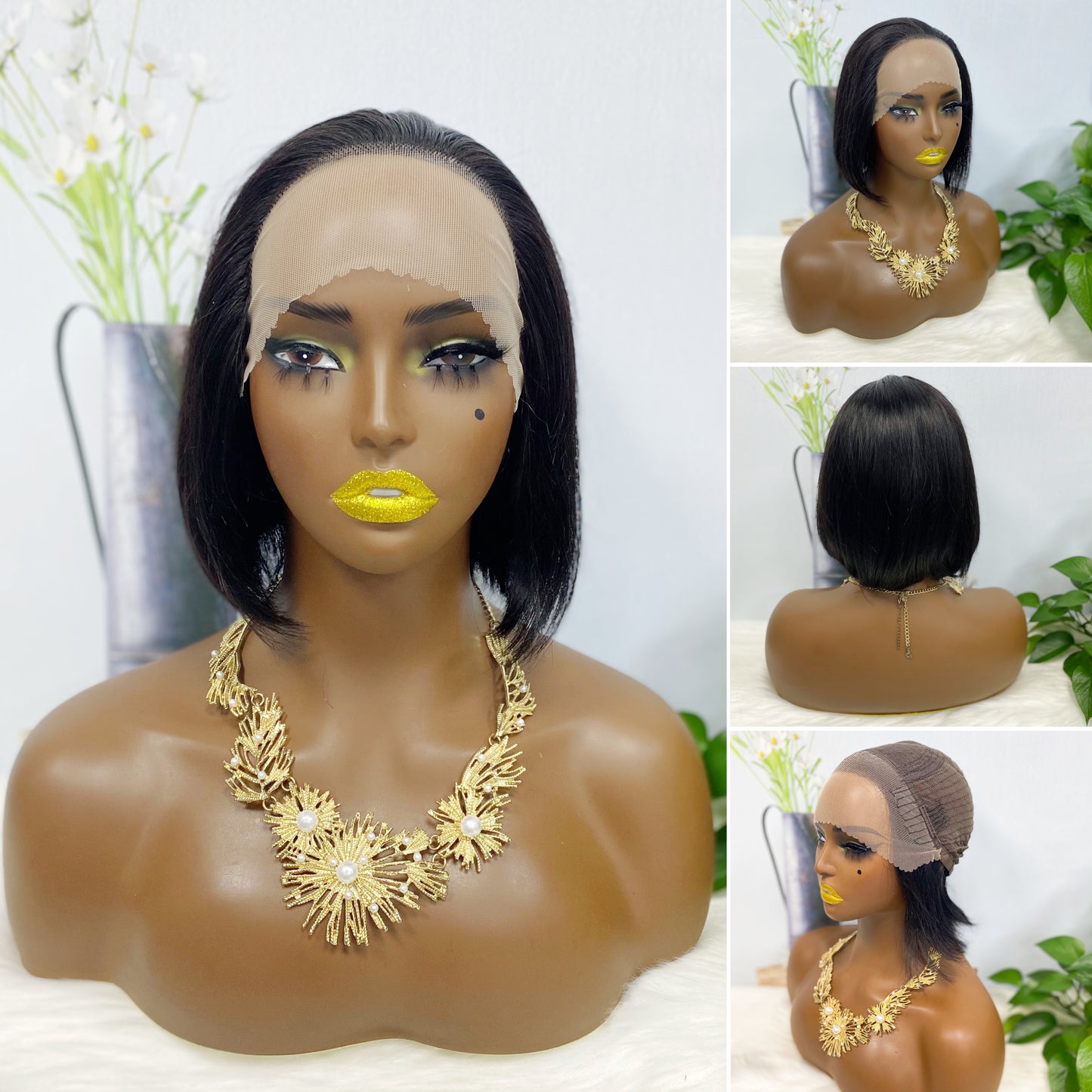 13*2 Bob Wig Straight Color NC Human Hair Wigs 8inch