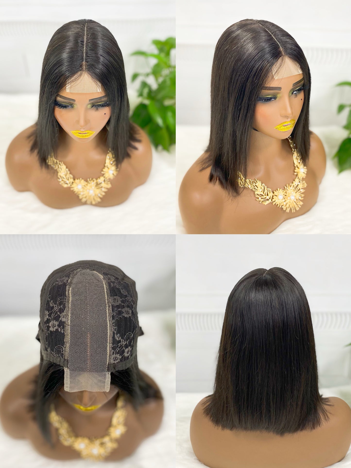 Super Double Drawn 2*6 Lace Bob Wig Human Hair Lace Wig Color 613# Straight