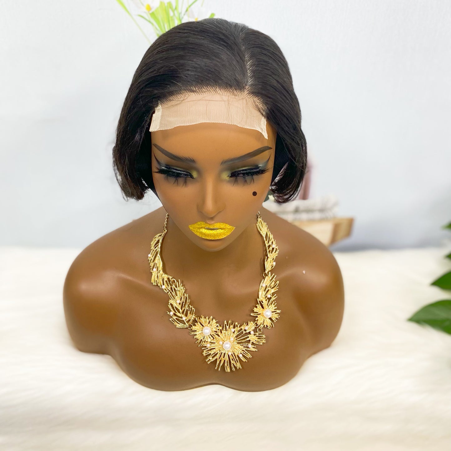 4*4 Wig Pixie Cut Human Hair Wig Color 1B