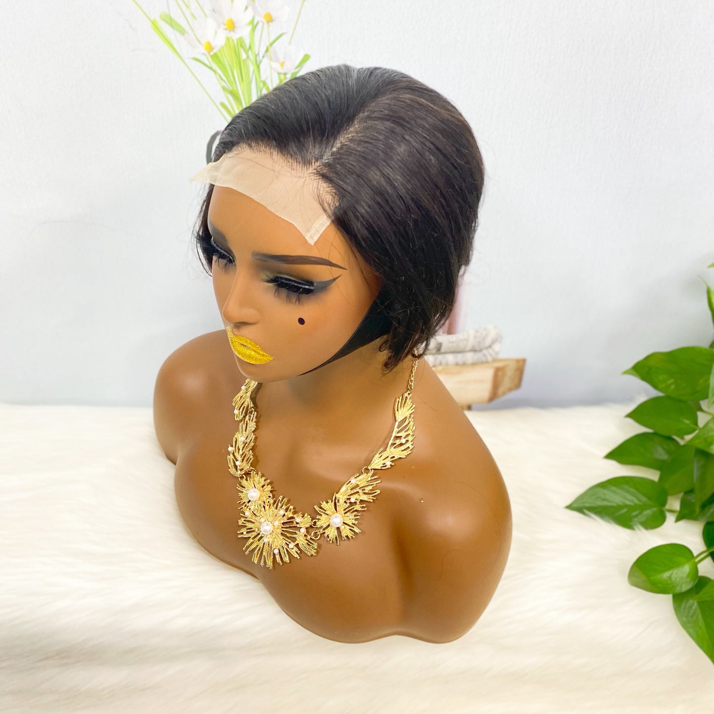 4*4 Wig Pixie Cut Human Hair Wig Color 1B