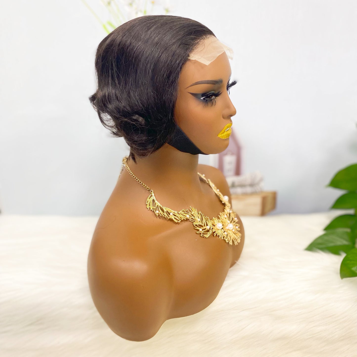 4*4 Wig Pixie Cut Human Hair Wig Color 1B
