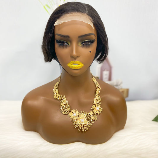 4*4 Wig Pixie Cut Human Hair Wig Color 1B