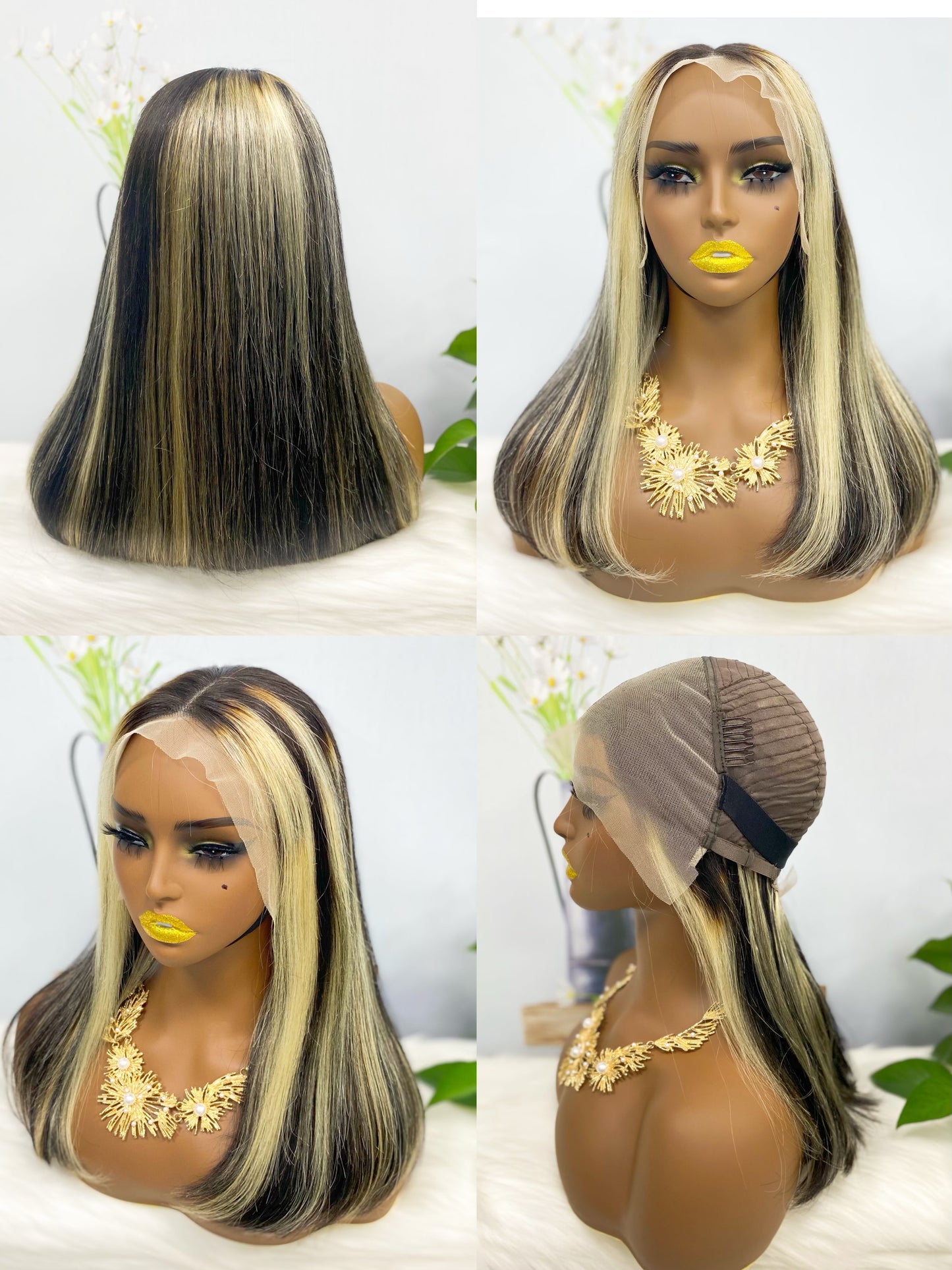 Double Drawn 13*4 BoB Straight Wigs Color P1B/613# 250% Density
