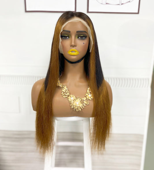 13*4 Lace Wig Straight Natural Human Hair Lace Wigs Color P4/1B/4# 300% Density