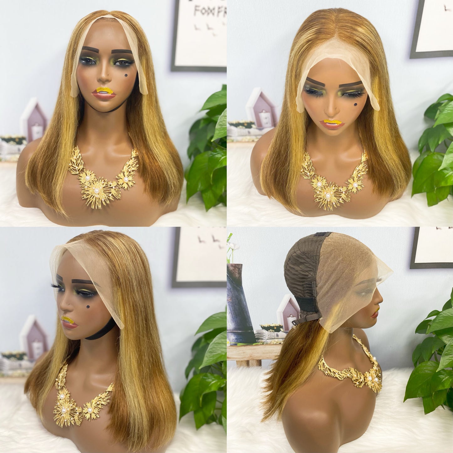 13*4 BoB Wig Straight Wigs Color P4/27# 200% Density
