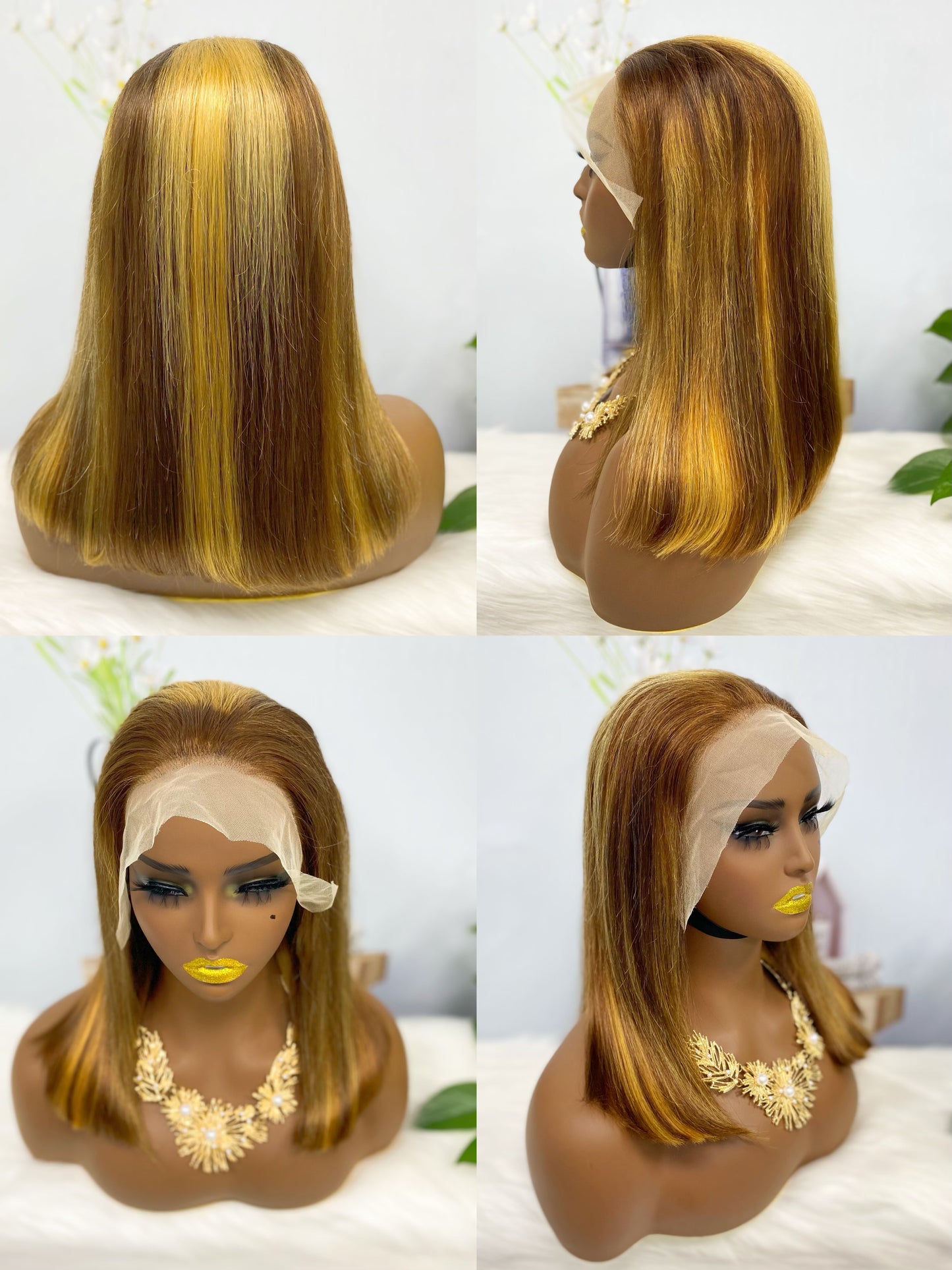 Double Drawn 13*4 BoB Straight Wigs Color P4/27# 250% Density