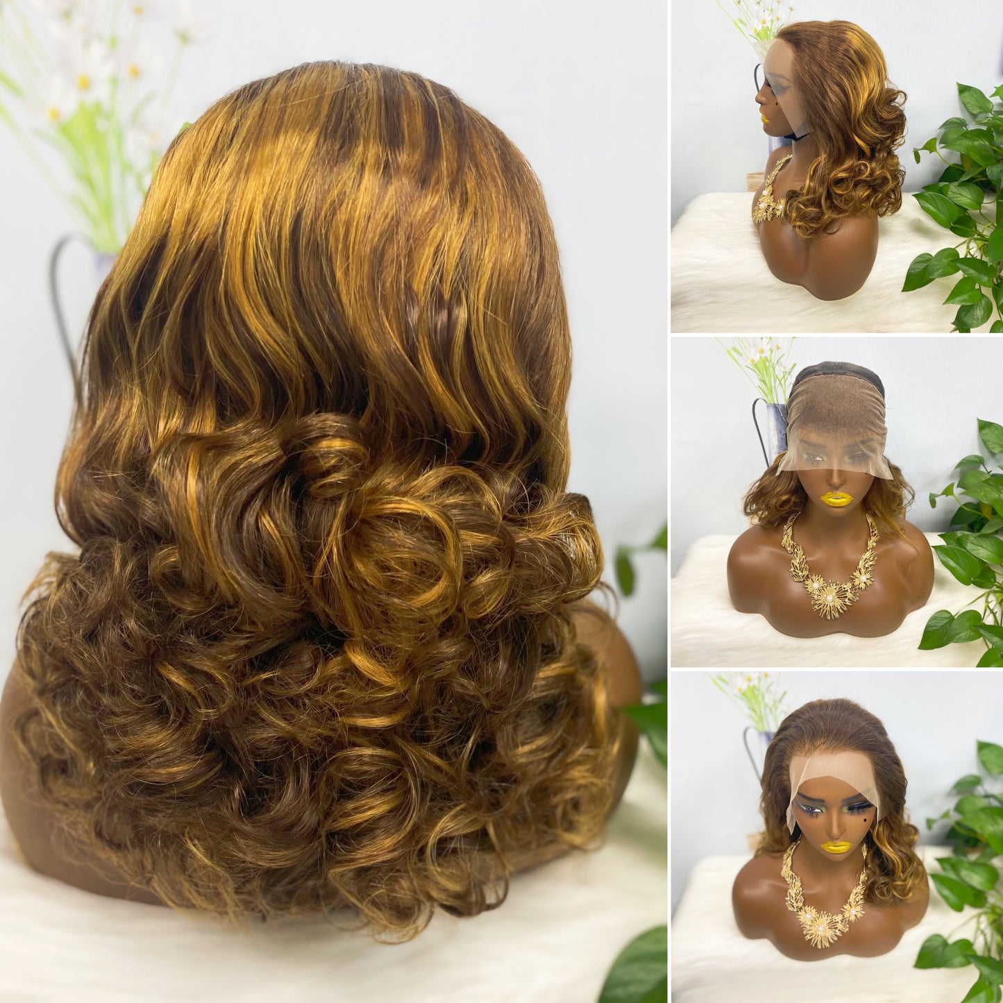 DD 13*4 Lace Wig Fumi Natural Human Hair Lace Wigs Color T4/27/4# 250% Density