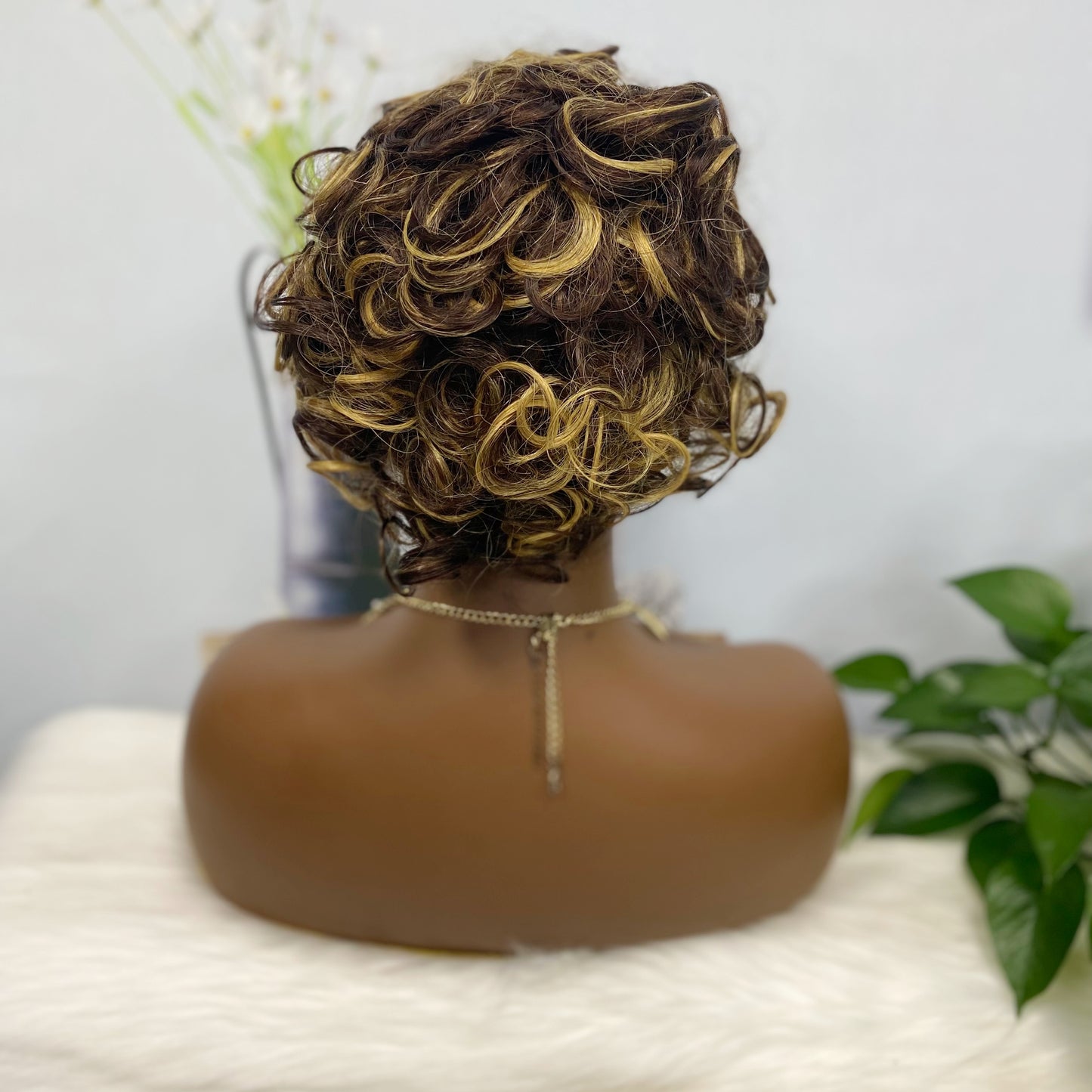 Wig W661 Machine Human Hair Wig Natural Hair Wigs Color 4/27#