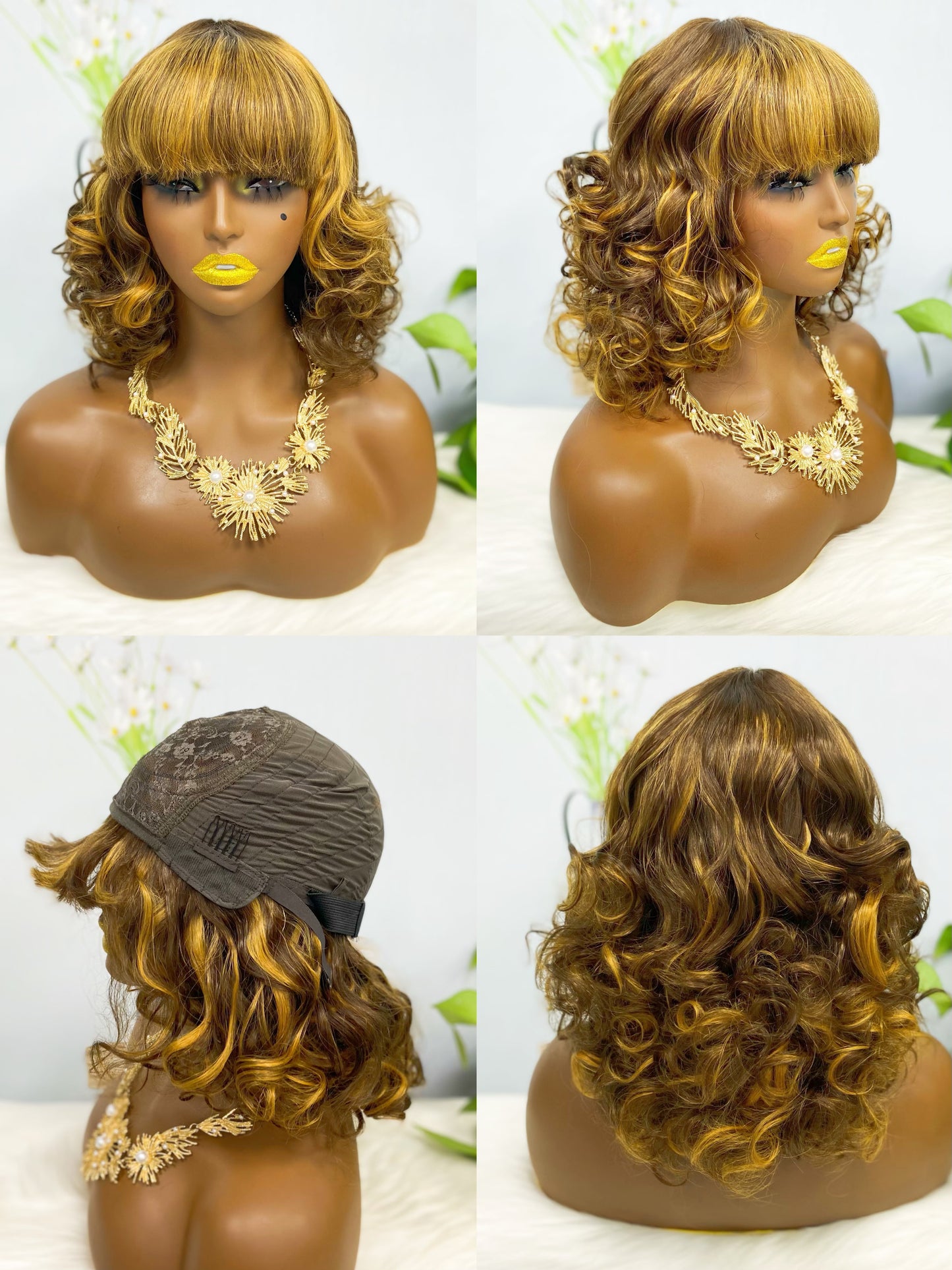 Fringe Wig LW Brazilian Natural Human Hair Wig Color 99J
