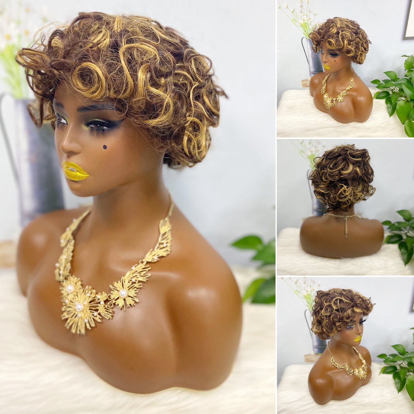 Wig W661 Machine Human Hair Wig Natural Hair Wigs Color 350#