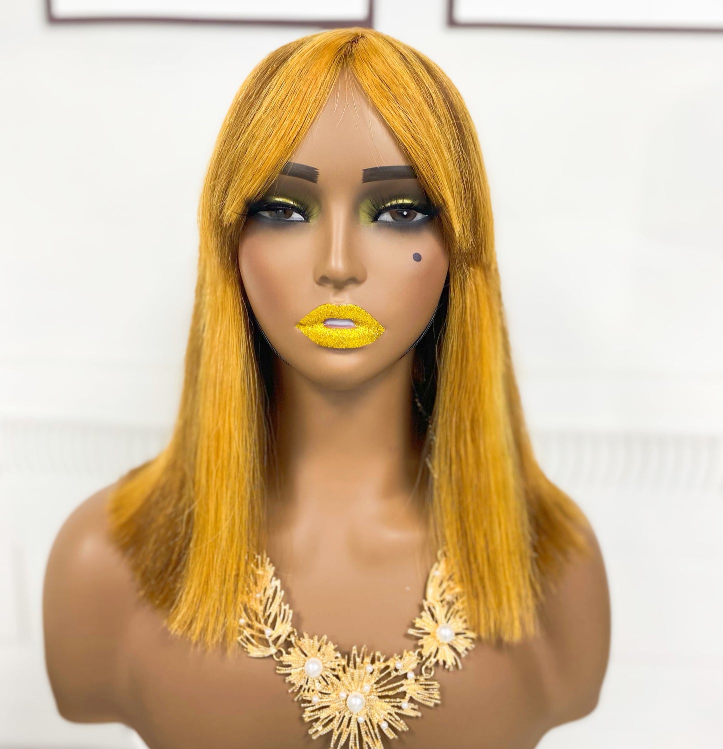 Bone Straight Double Drawn Bob Wig With Bangs Raw Virgin Human Hair Wigs P4/27# Color