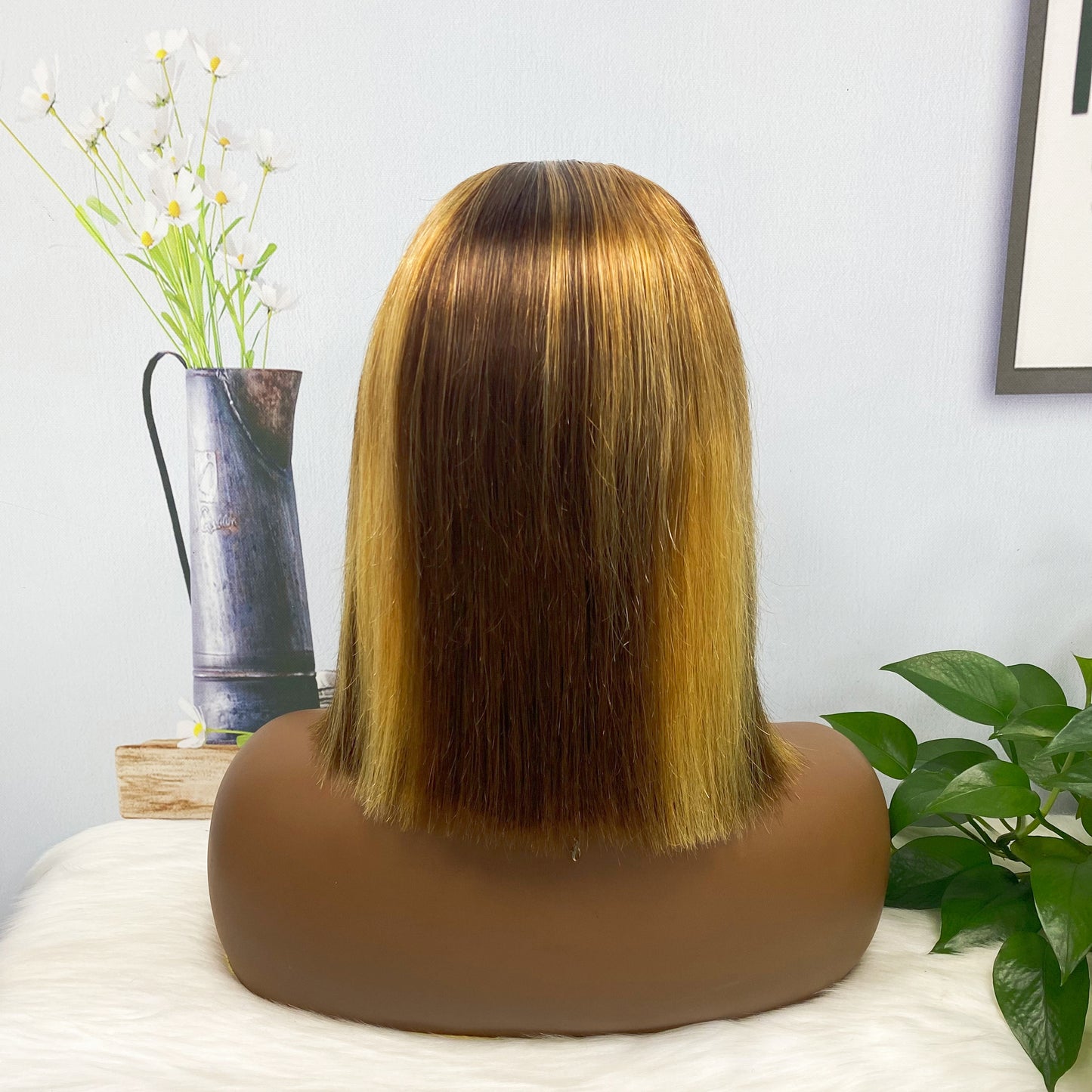 Perruque de cheveux humains sans colle DD 4*4 BOB ST, couleur P4/27 #, densité 200%