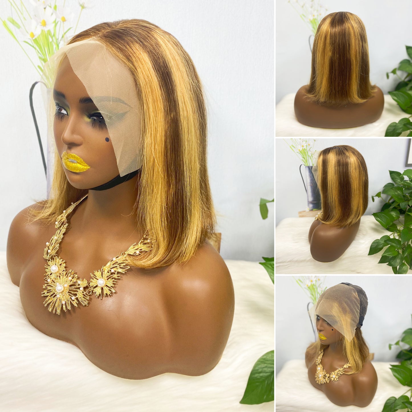 13*4 BoB Wig Straight Wigs Color P4/27# 200% Density