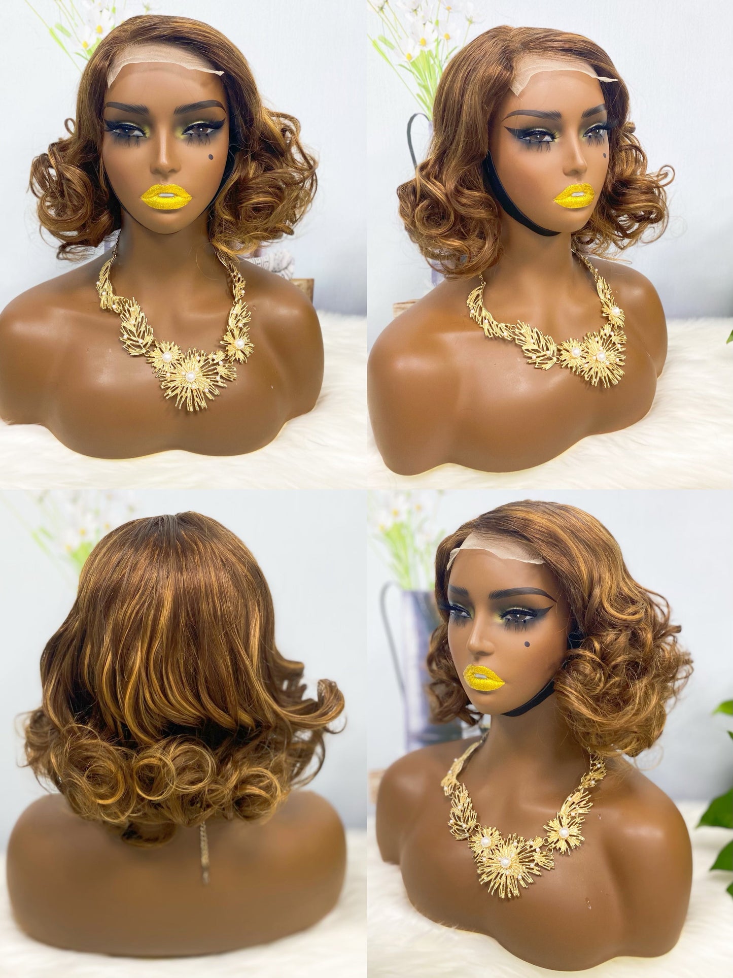Perruque de cheveux humains Fumi 4*4, couleur 99J