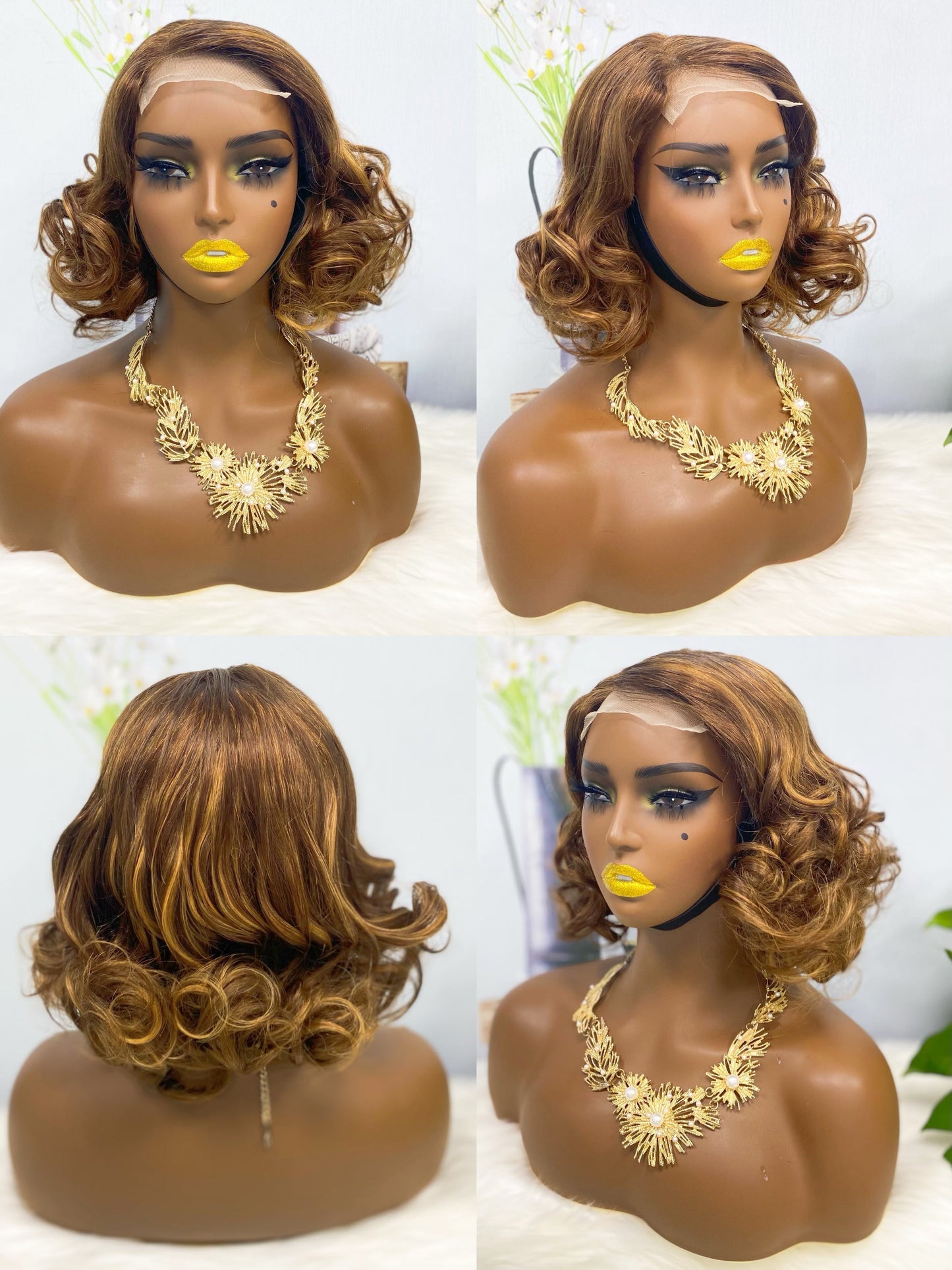 Perruque de cheveux humains Fumi 4*4, couleur T30/4 #