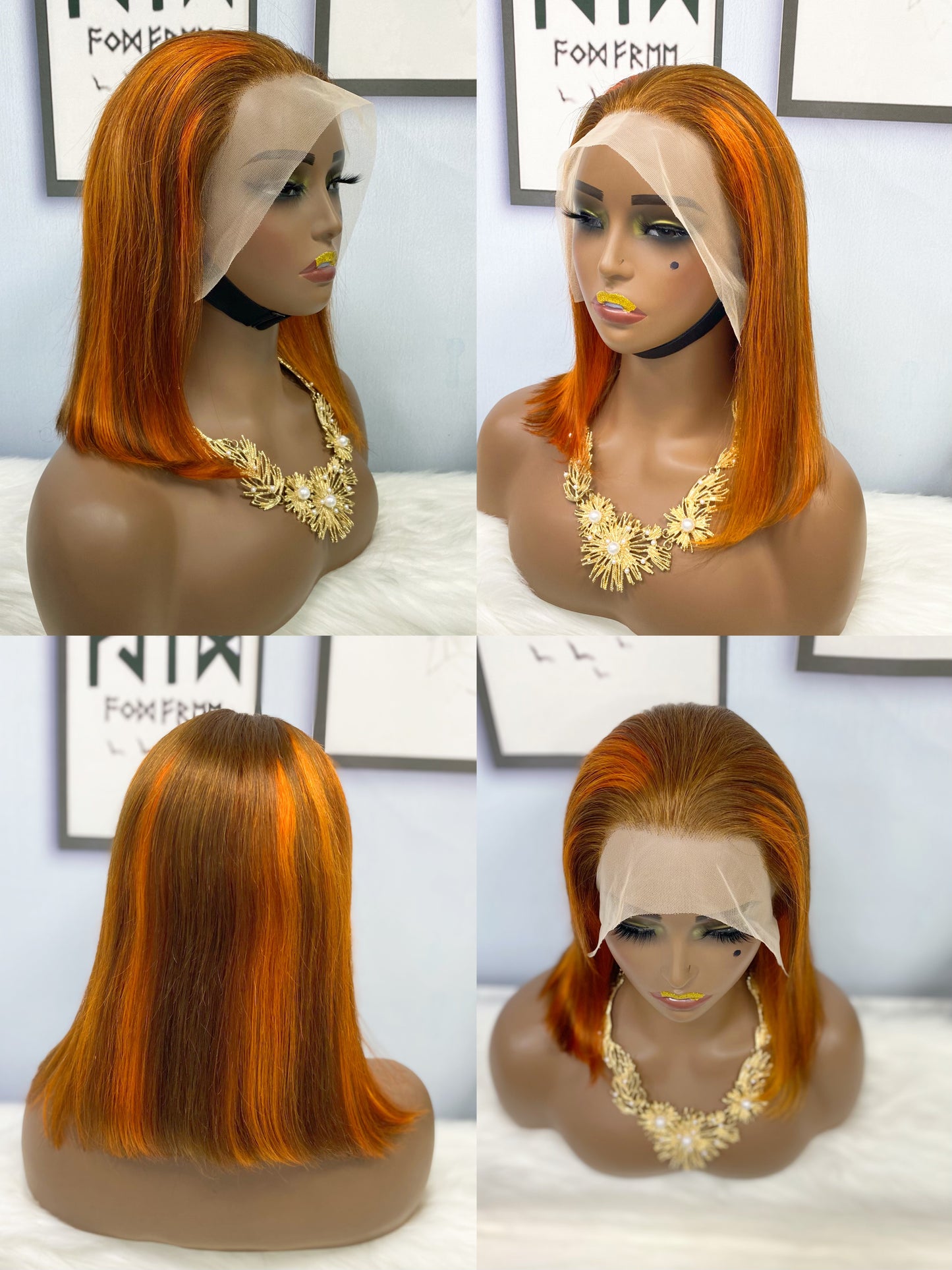 13*4 BoB Wig Straight Wigs Color P4/350# 200% Density