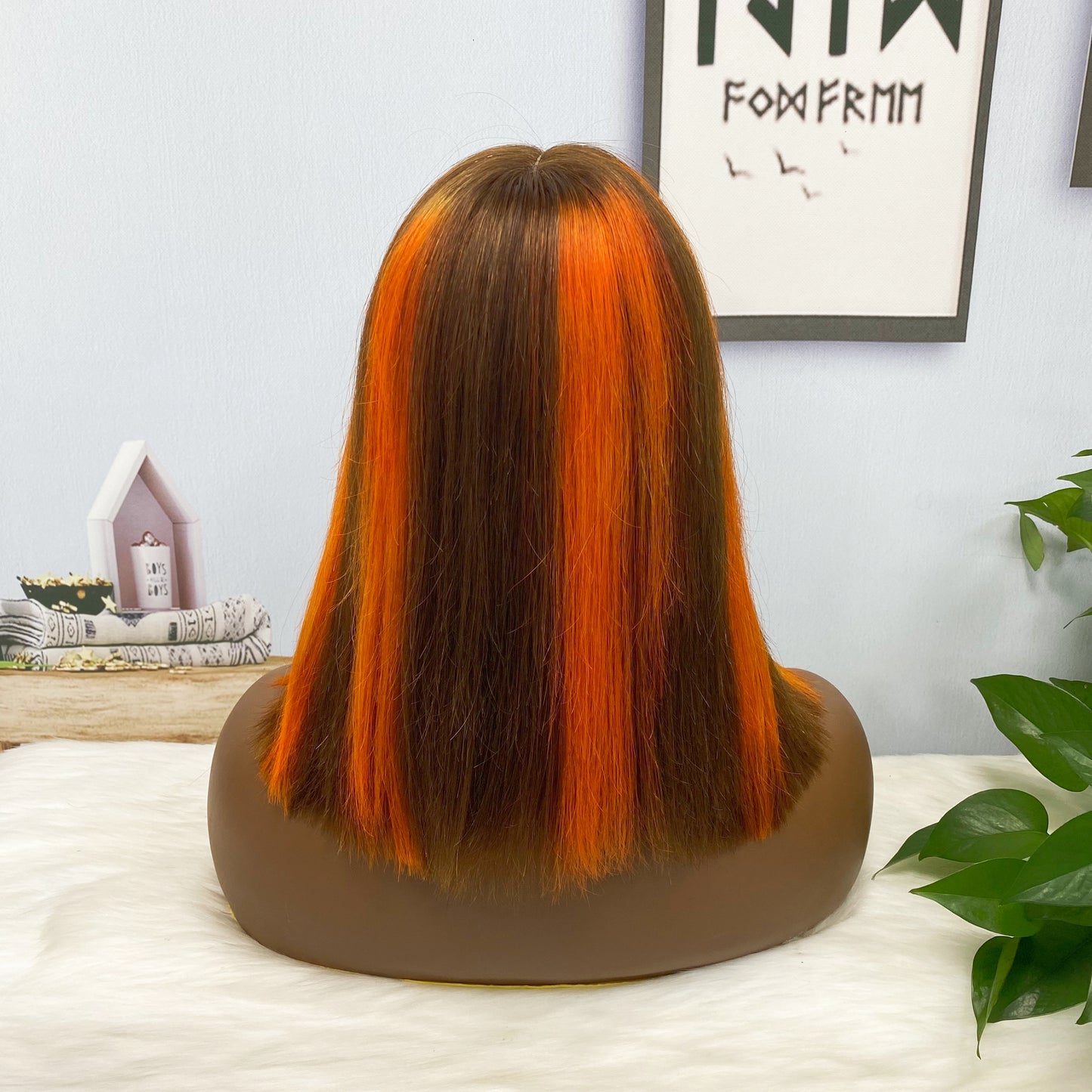 Super Double Drawn 2*6 Lace Bob Wig Human Hair Lace Wig Color P4/350# Straight