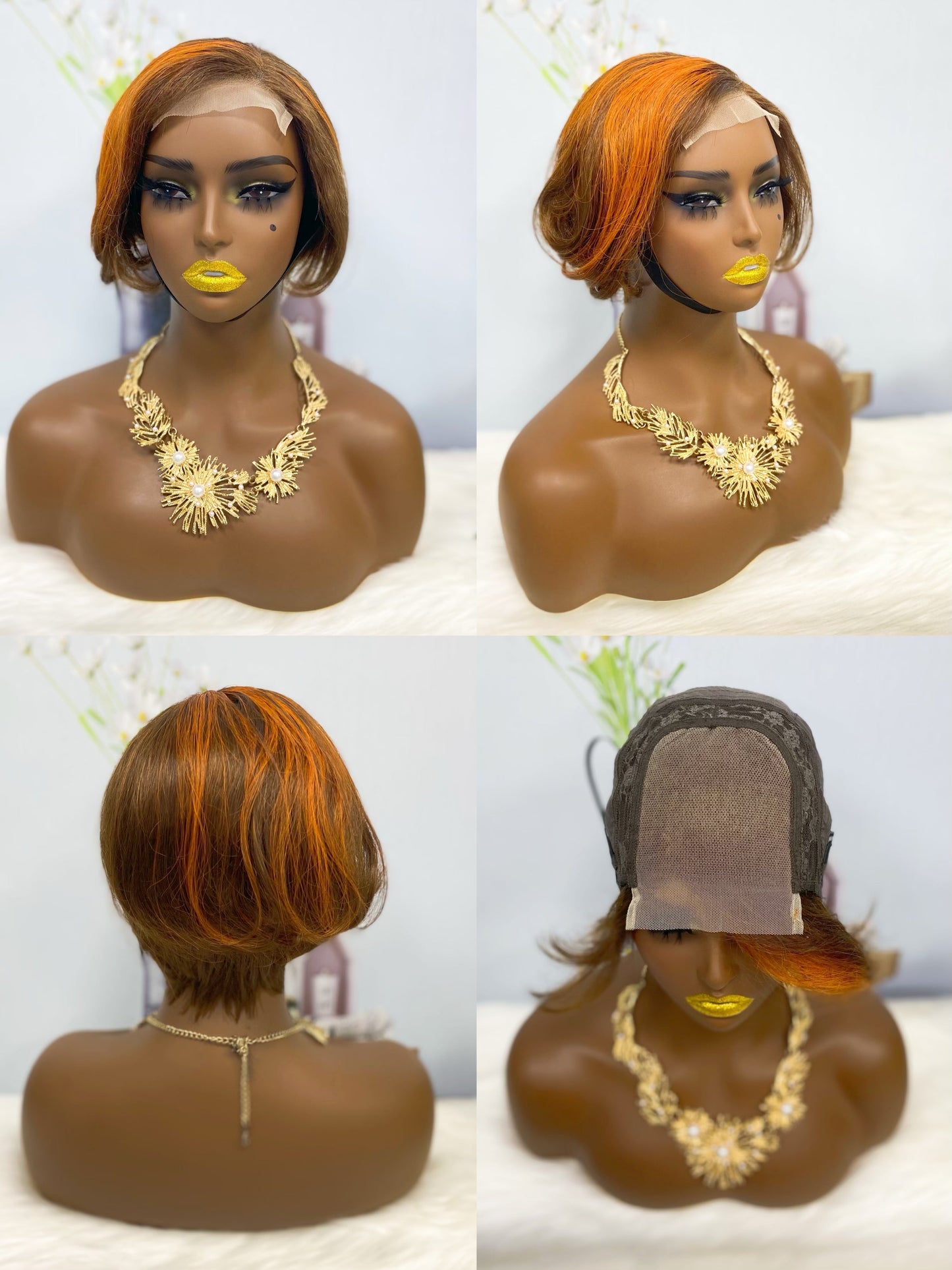 4*4 Wig Pixie Cut Human Hair Wig Color T1B/4#