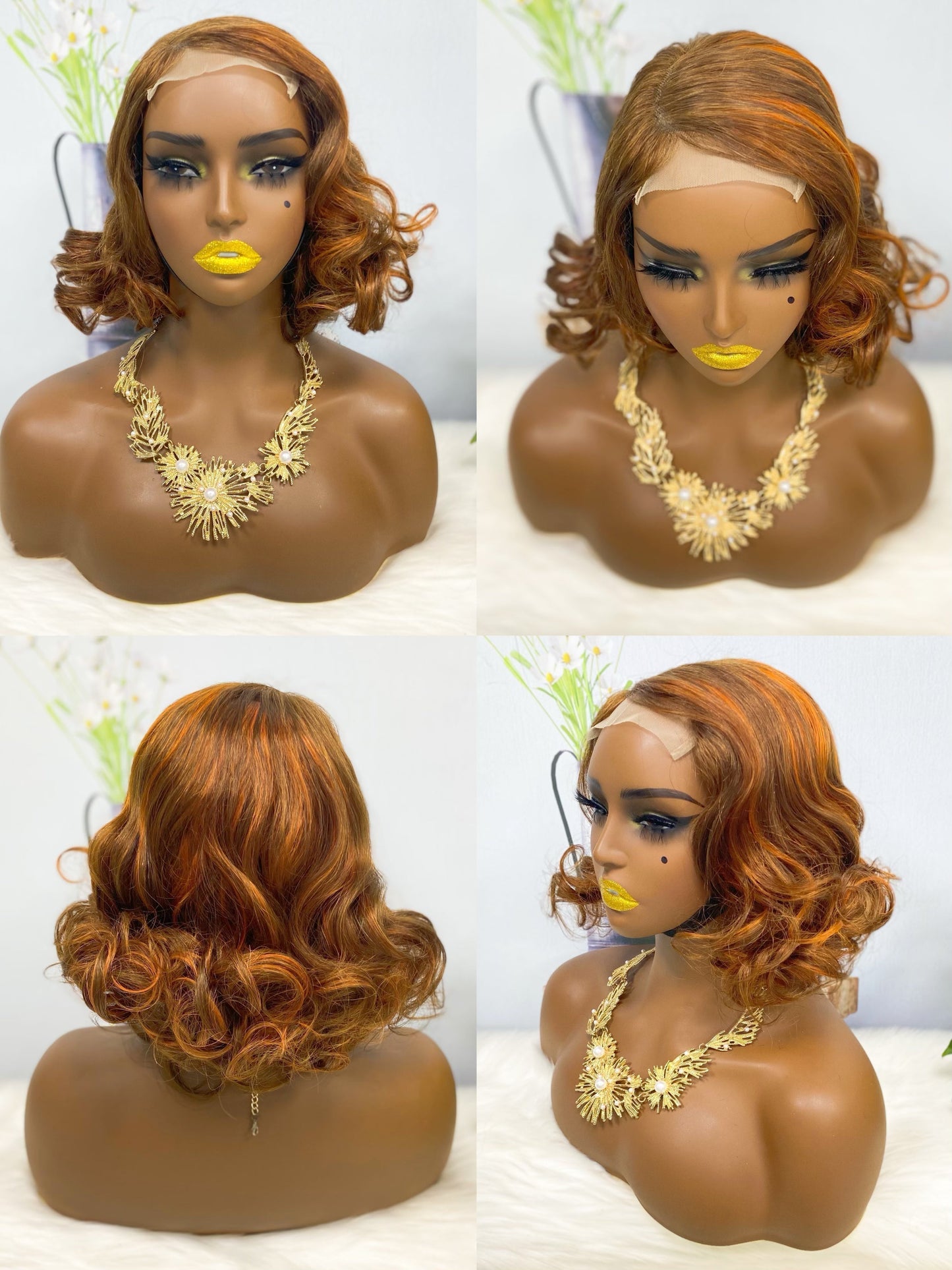 Perruque de cheveux humains Fumi 4*4, couleur T30/4 #