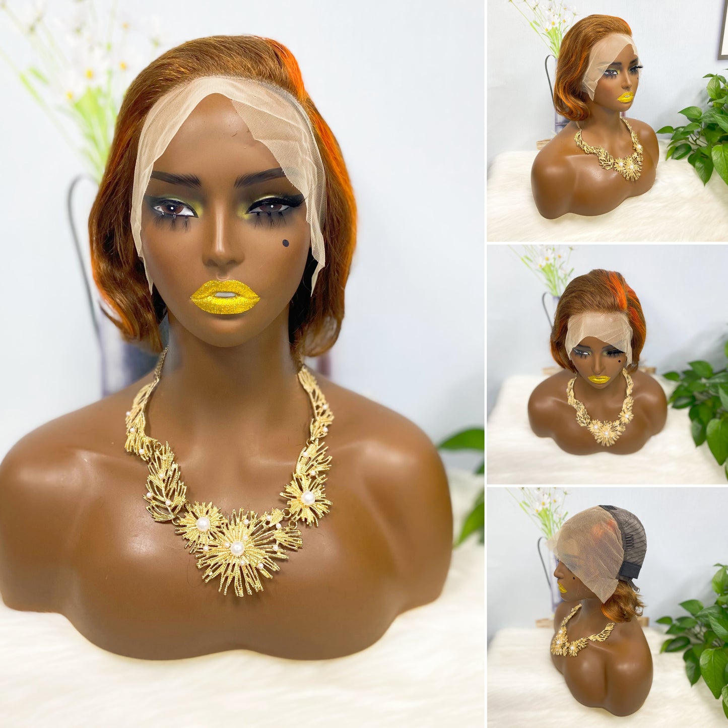 13*4 Lace Wig Pixie Cut Natural Virgin Human Hair Lace Wigs Color 4#