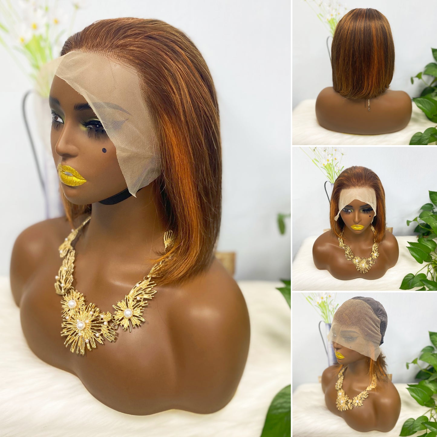 13*4 BoB Wig Straight Wigs Color P4/350# 200% Density