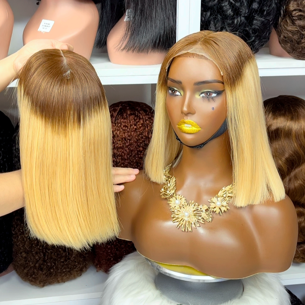 Super Double Drawn 5x5 Glueless Bob Wig Human Hair Lace Wigs Wine Color 99J 12"