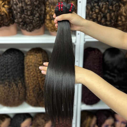 Single Drawn Bone Straight Vietnamese Human Hair Bundle With Closure