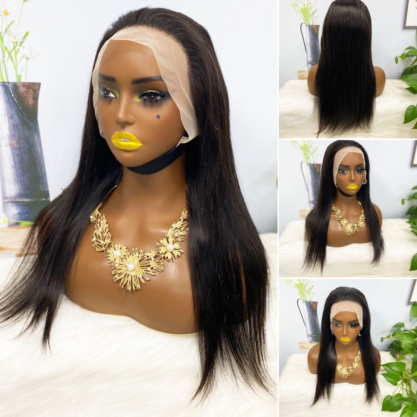 13*4 Lace Wig Straight Natural Color Virgin Human Hair Wigs 200% Density Color NC