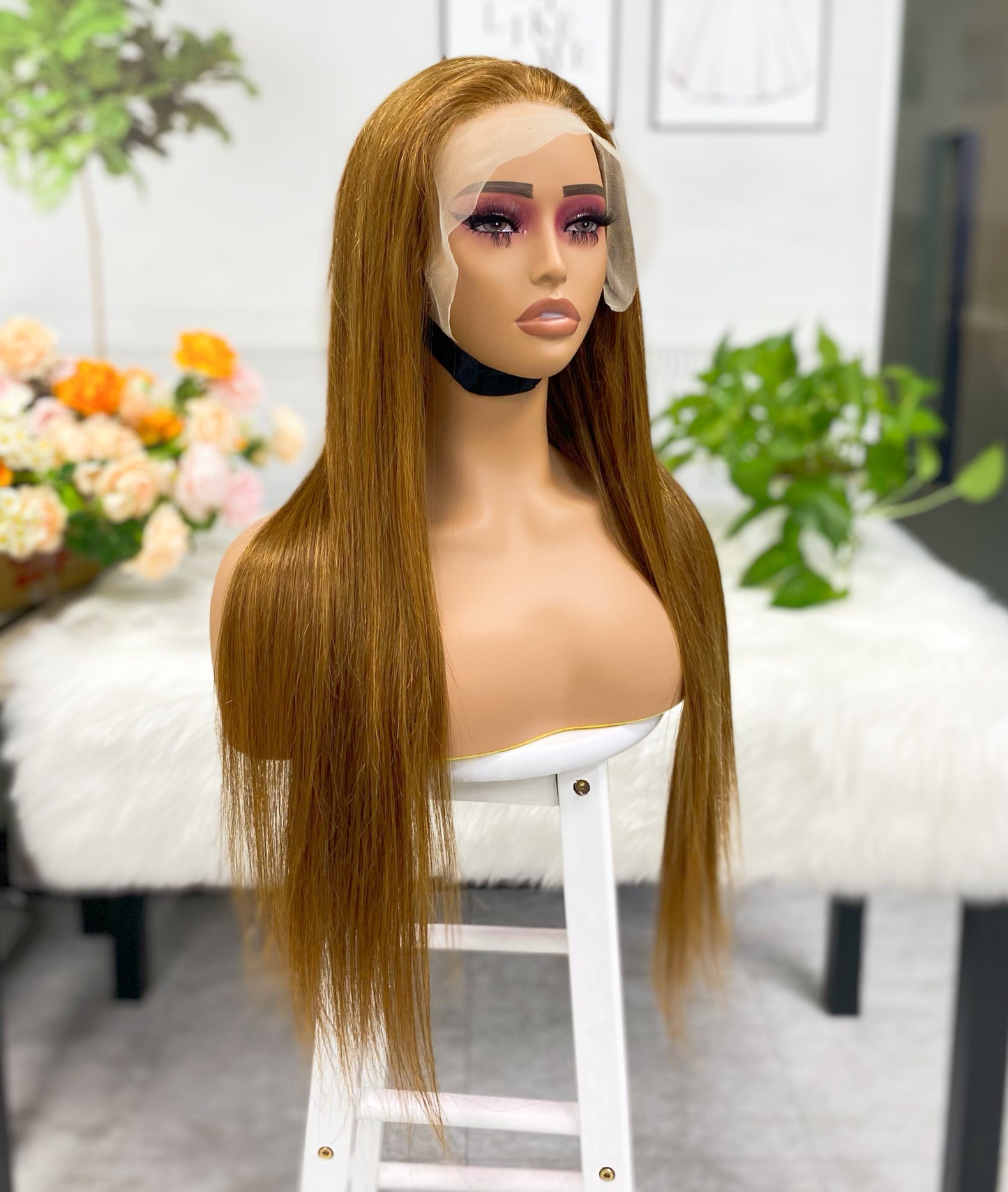 13*4 Lace Wig Straight Natural Virgin Human Hair Lace Wigs Color 30# 250%Density
