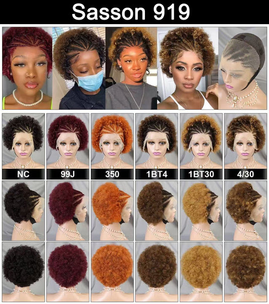 13*4 Wig Sasson919 Braid Curly Human Hair Lace Wigs Natural Color