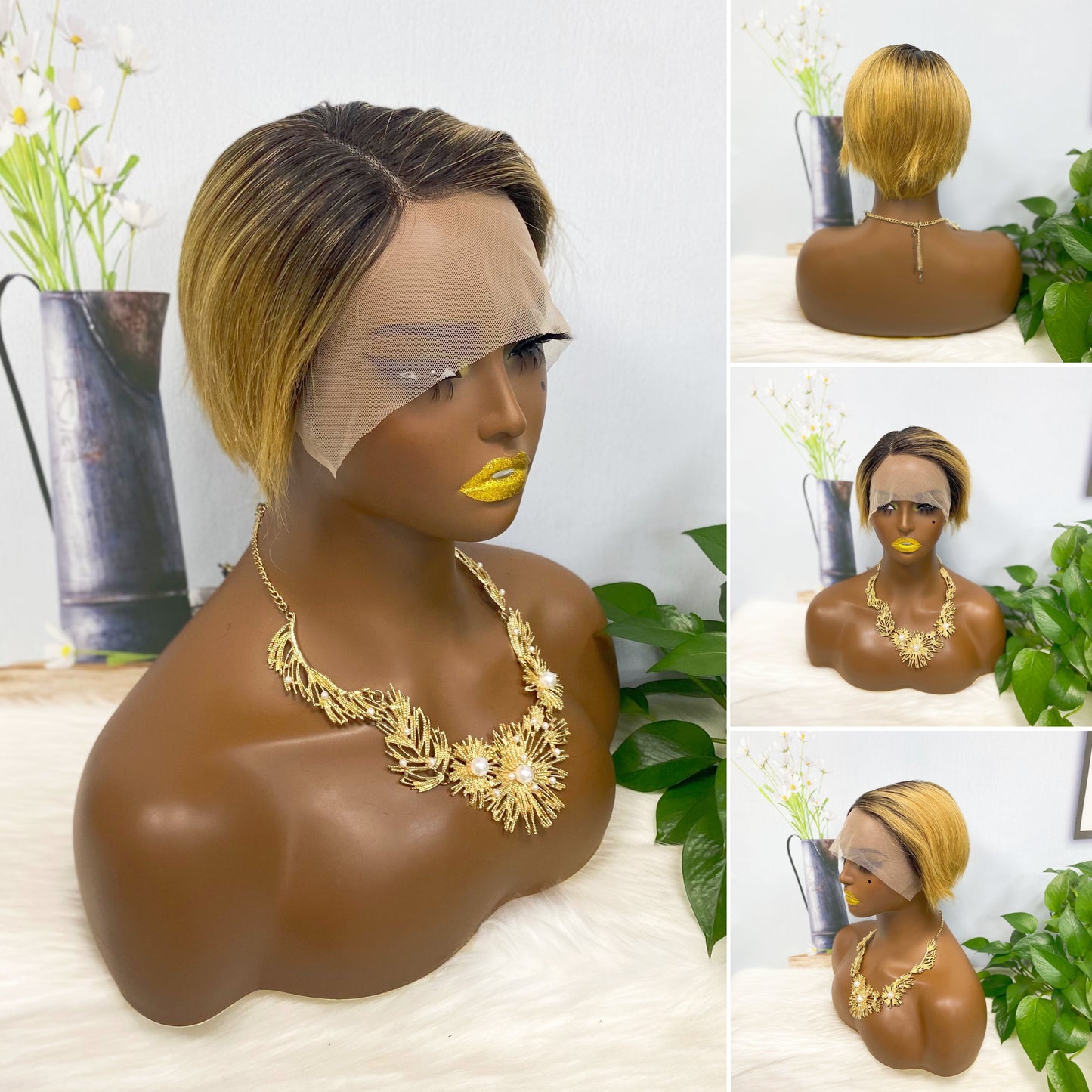 T Lace Wig SX01 Human Hair Wig Natural Hair Wig Color T1B/BUG