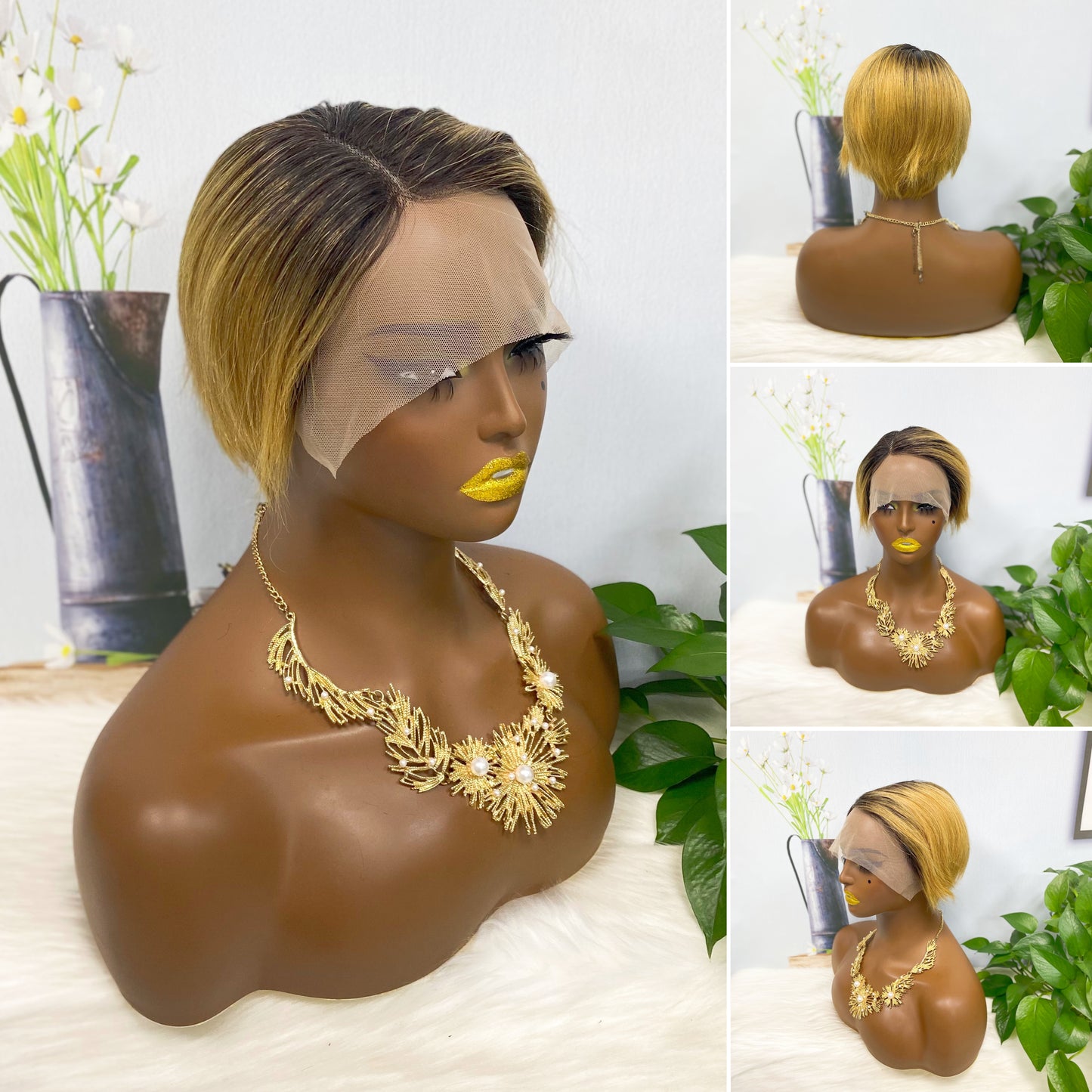 T Lace Wig SX01 Human Hair Wig Natural Hair Wig Color 1B