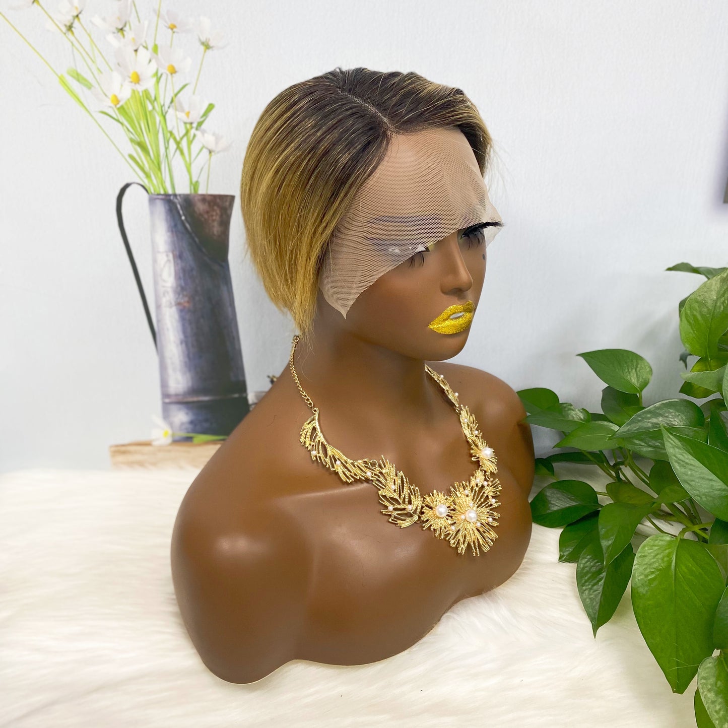 T Lace Wig SX01 Human Hair Wig Natural Hair Wig Color T1B/27#