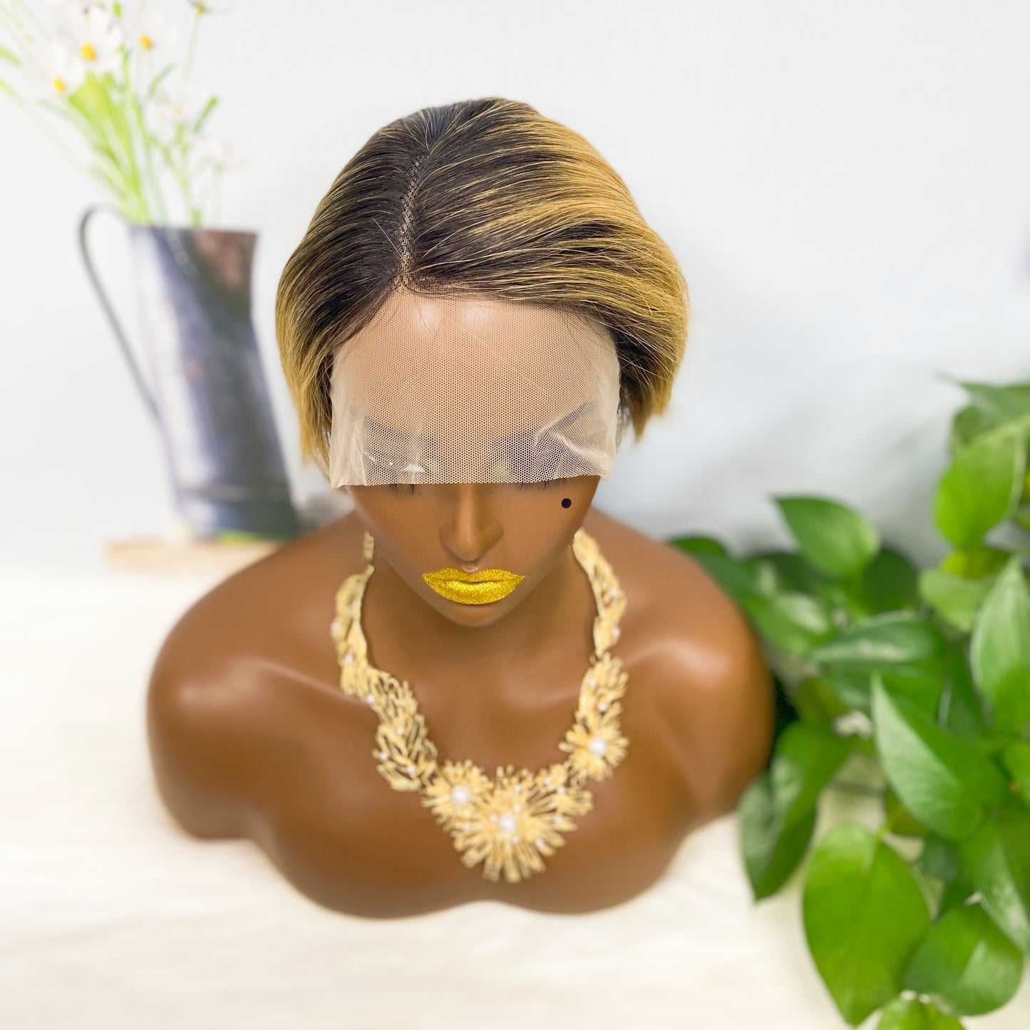 T Lace Wig SX01 Human Hair Wig Natural Hair Wig Color T1B/27#