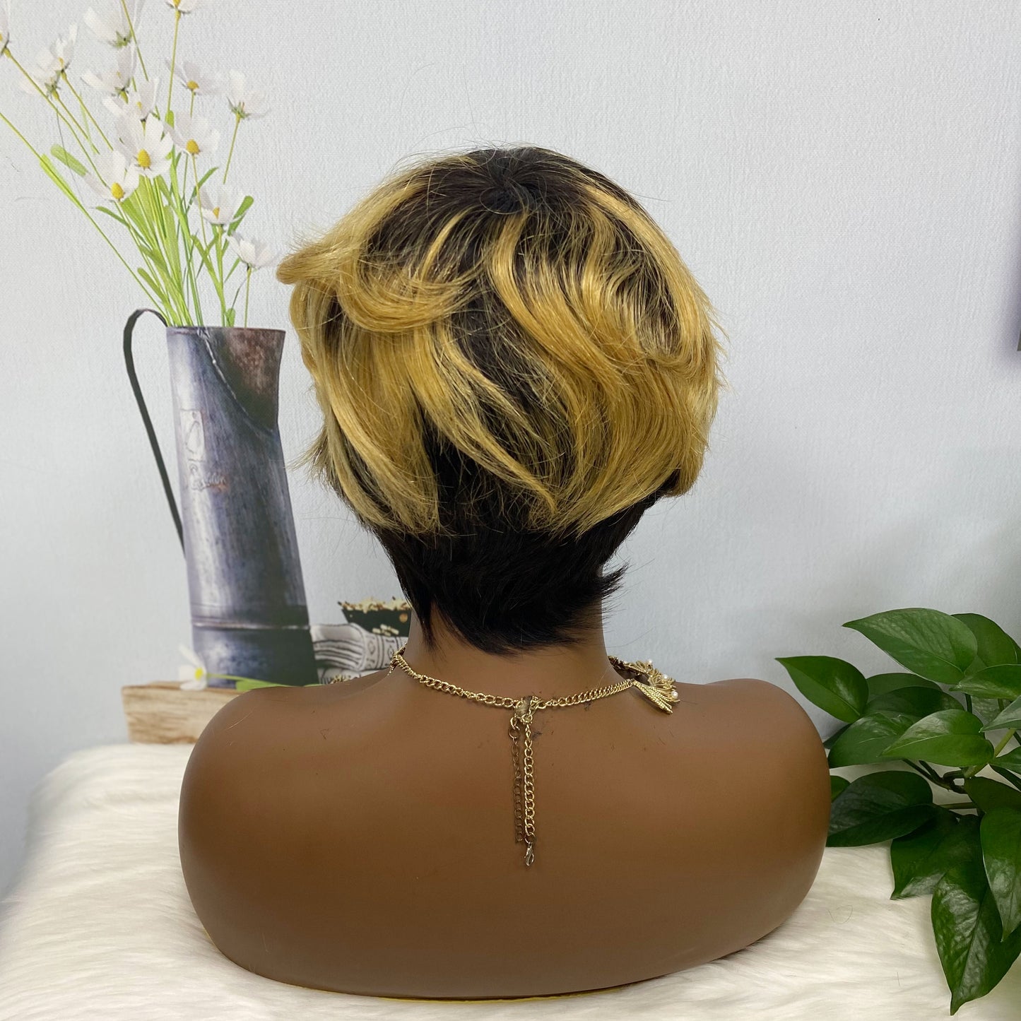 Perruque de cheveux humains Machine, cheveux naturels, couleur 0701 T1B/27 #