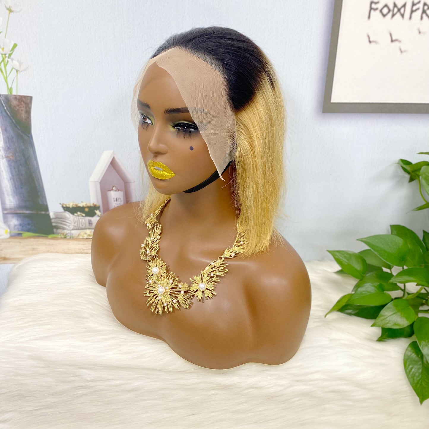 13*4 BoB Wig Straight Color T1B/27# 250% Density
