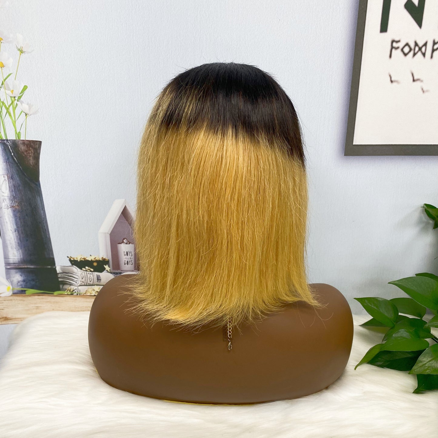 13*4 BoB Wig Straight Color T1B/27# 250% Density