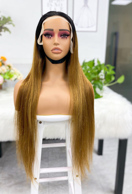 13*4 Lace Wig Straight Natural Virgin Human Hair Lace Wigs Color T1B/30# 300% Density