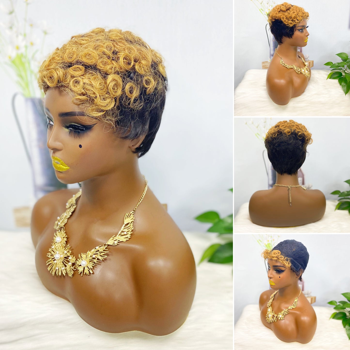Machine Human Hair Wig Natural Hair Wig 196 Color T1B/30#