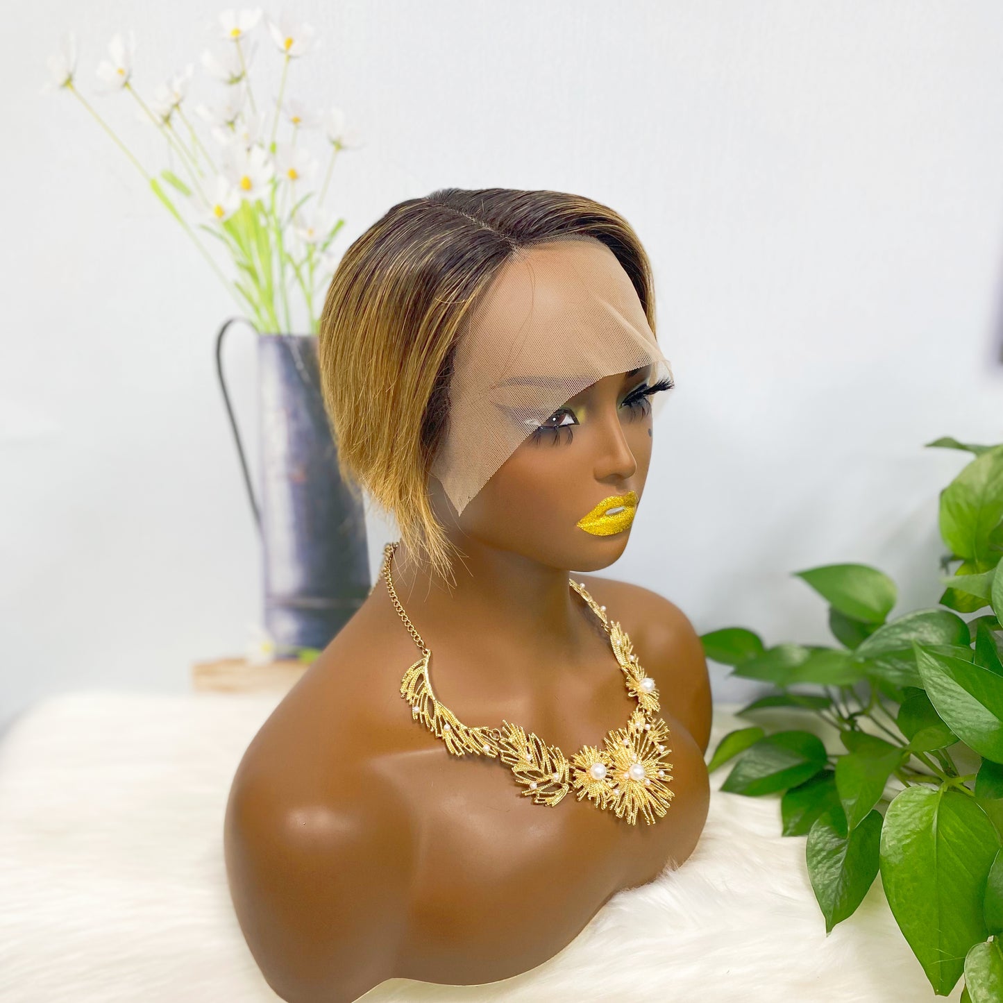 T Lace Wig SX01 Human Hair Wig Natural Hair Wig Color T1B/30#