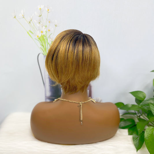 T Lace Wig SX01 Human Hair Wig Natural Hair Wig Color T1B/30#