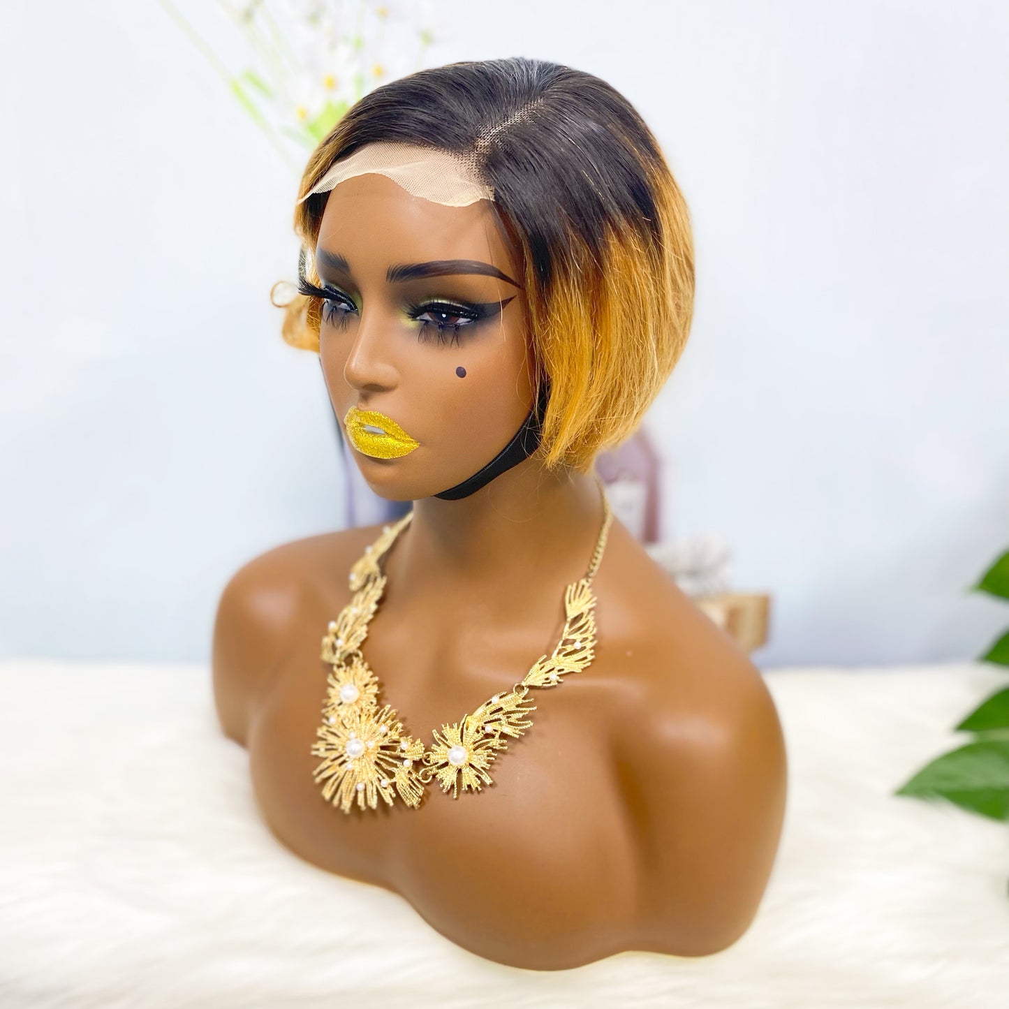 4*4 Wig Pixie Cut Human Hair Wig Color T1B/30#