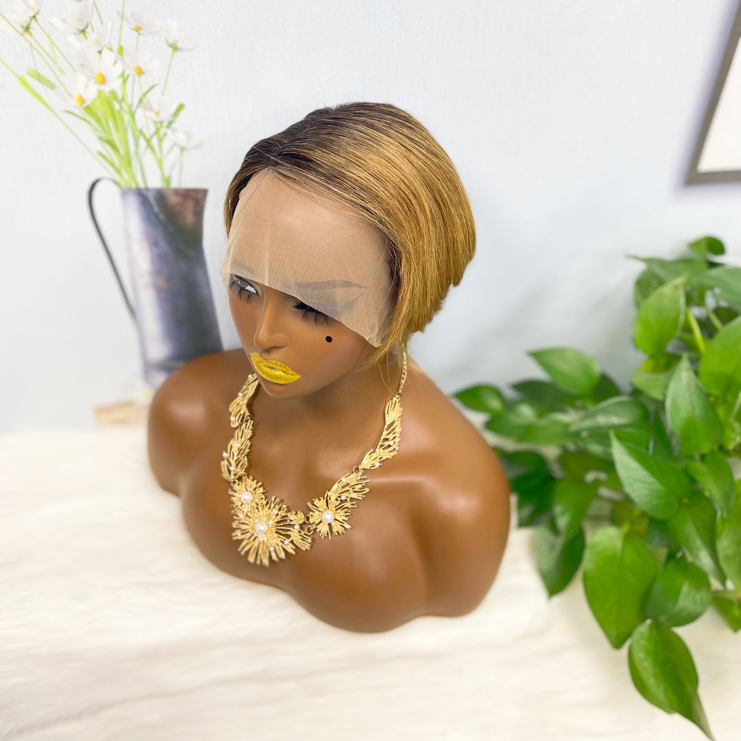 T Lace Wig SX01 Human Hair Wig Natural Hair Wig Color T1B/30#