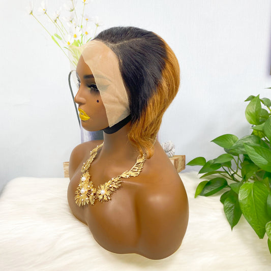 13*4 Lace Wig Pixie Cut Natural Virgin Human Hair Lace Wigs Color T1B/30#