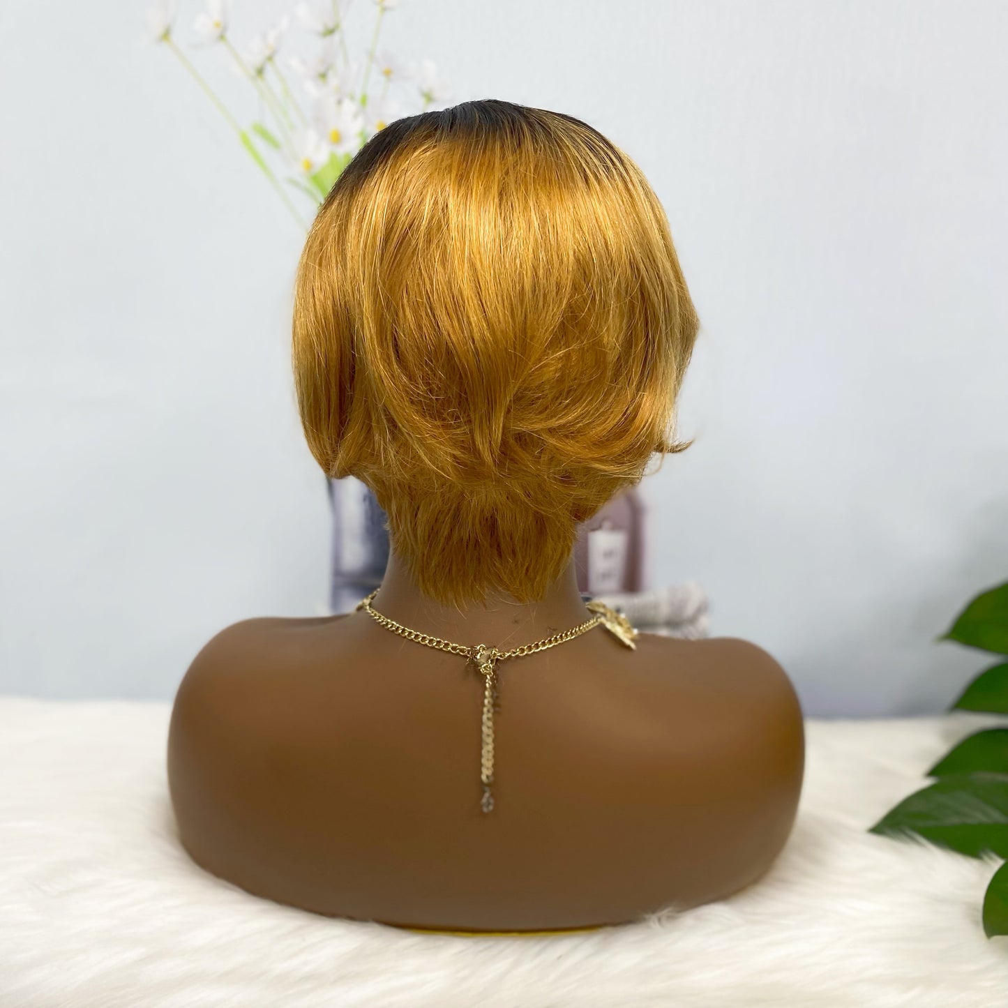 4*4 Wig Pixie Cut Human Hair Wig Color T1B/30#