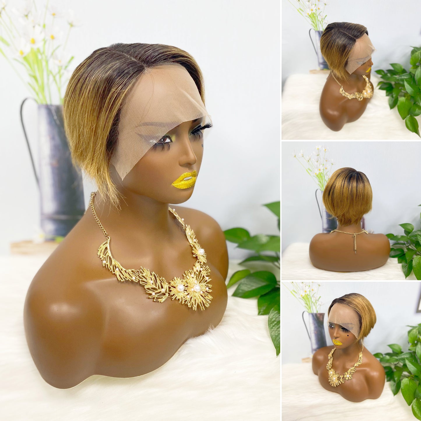 T Lace Wig SX01 Human Hair Wig Natural Hair Wig Color T1B/30#
