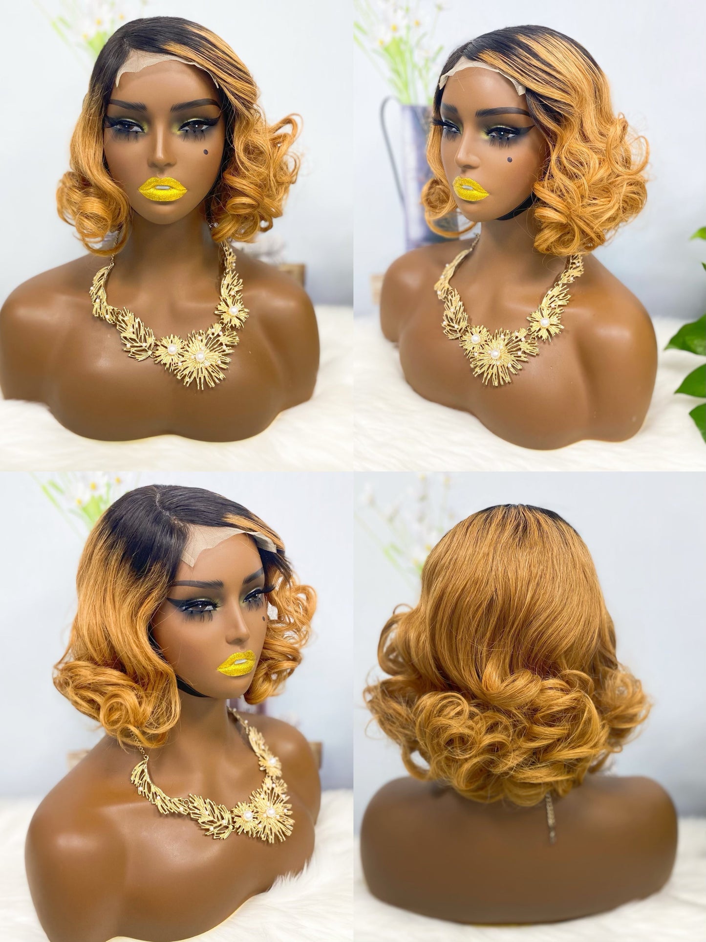 Perruque de cheveux humains Fumi 4*4, couleur T30/4 #